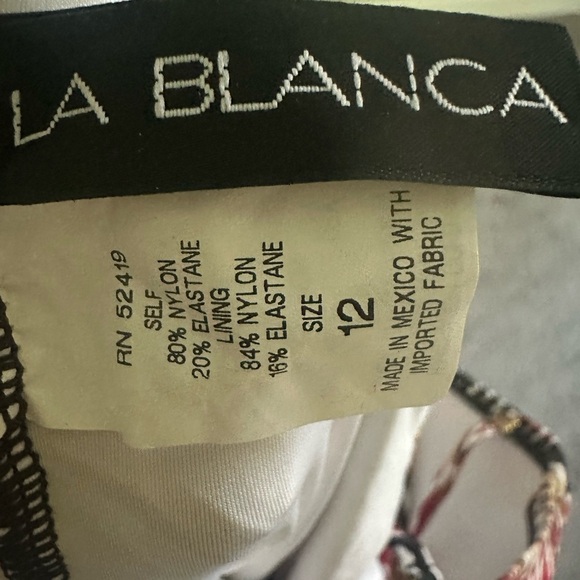 La Blanca Red and Brown One Piece Swimsuit with Zigzag Pattern - Picture 3 of 3